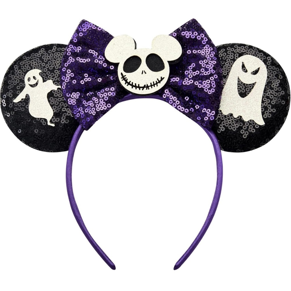 Halloween Sequin Skeleton Mouse Ears Headband